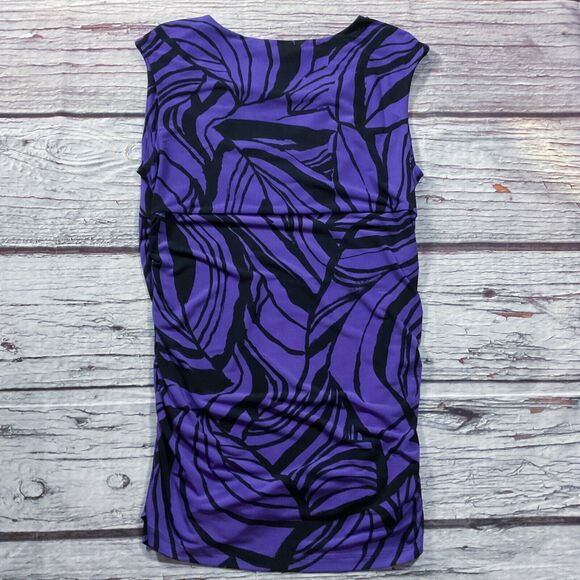 Kenneth Cole Womens Top size L Purple Black Pullover Drape V Neckline Stretch - Picture 9 of 10